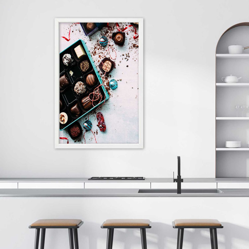 Chocolates, Sweets - Single Picture Frame Print, White, 100cm H x 70cm W
