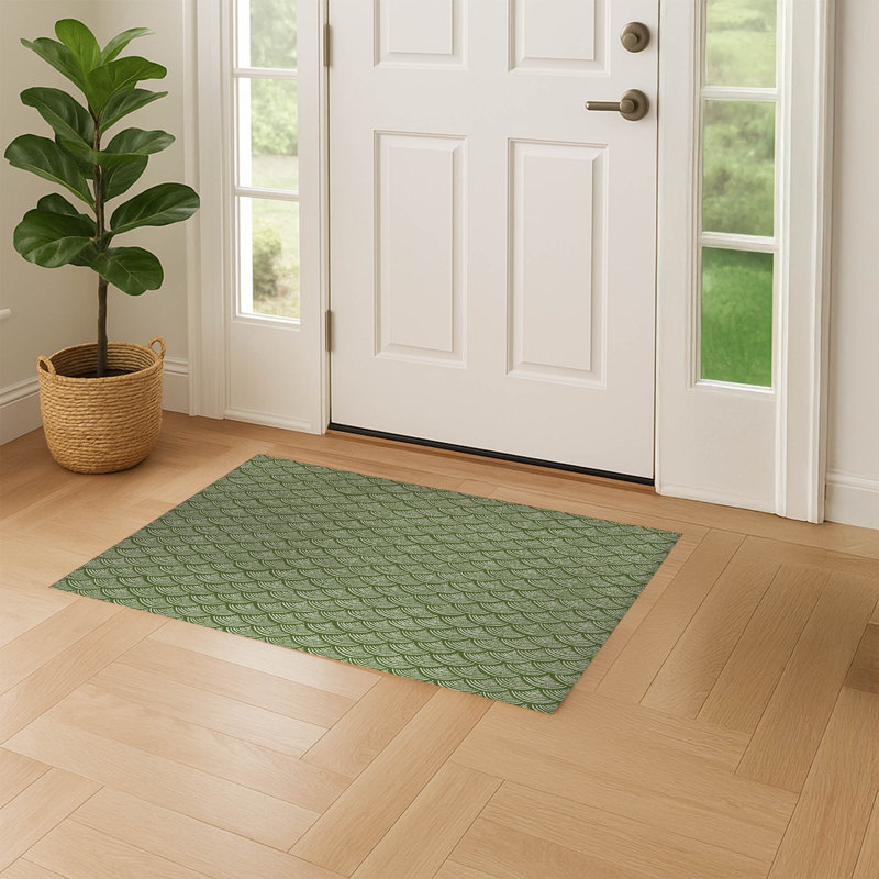 Paillasson Rolling Waves, Vert olive, L 60 po x L 36 po