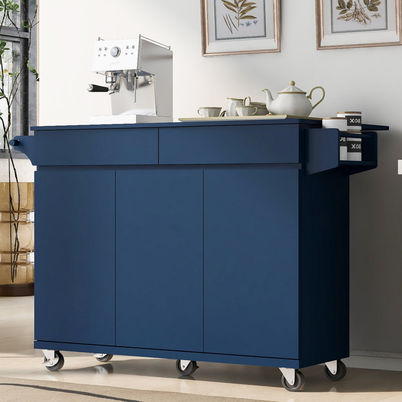 Îlot de cuisine de 53,2 po avec abattant, grand rangement et tablettes réglables pour les cuisines modernes