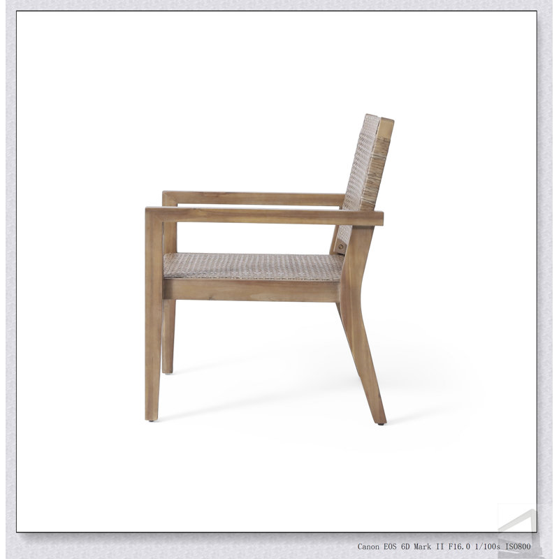 Ensemble de 2 fauteuils club durables en osier et bois d'acacia pour un siège de patio confortable et élégant