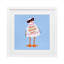 «Fries Before Guys Seagull», reproduction sous verre encadrée, design par Bex Morley Design-499127396-499127397