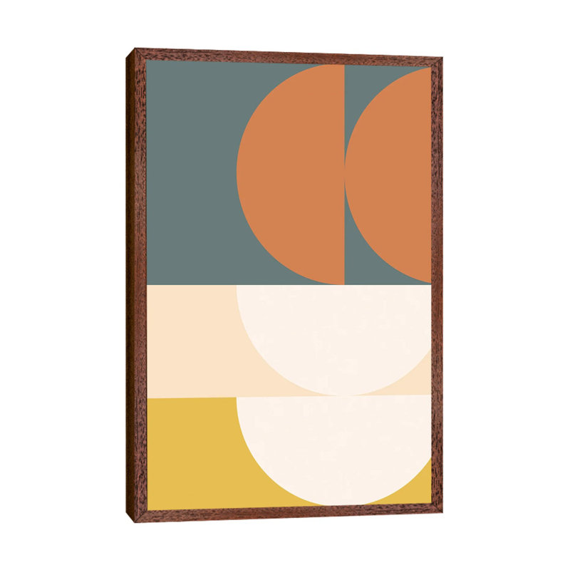 Abstract Geometric II - Print on Canvas, 66.04 cm H x 45.72 cm W, Brown Framed