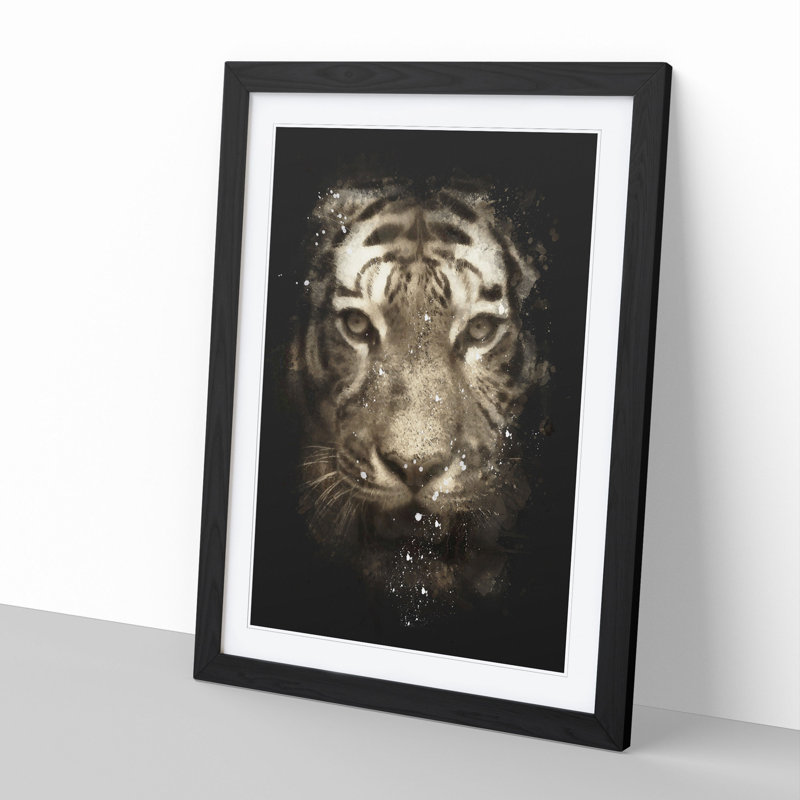 Tiger Vol.5 Paint Splash - Picture Frame Graphic Art, 48cm H x 36cm W x 2cm D, Black