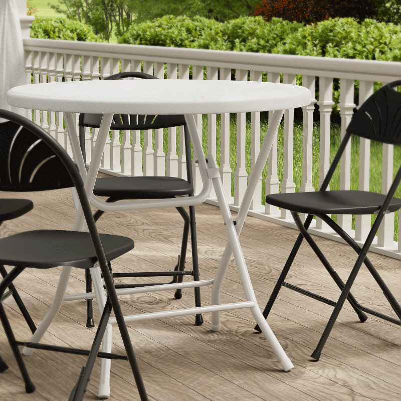 Table de jeu commerciale pliable en plastique de 2,6 pi pour table d'intérieur et d'extérieur sans assemblage requis, Blanc