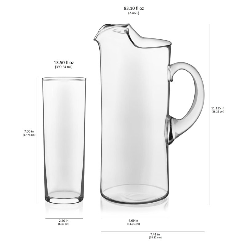 Modern Bar Libbey Boozy Brunch Entertaining Set with 6 Highball Glasses and Pitcher