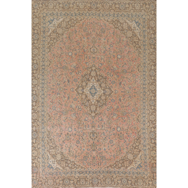 Tapis rose délavé traditionnel 8 x 12