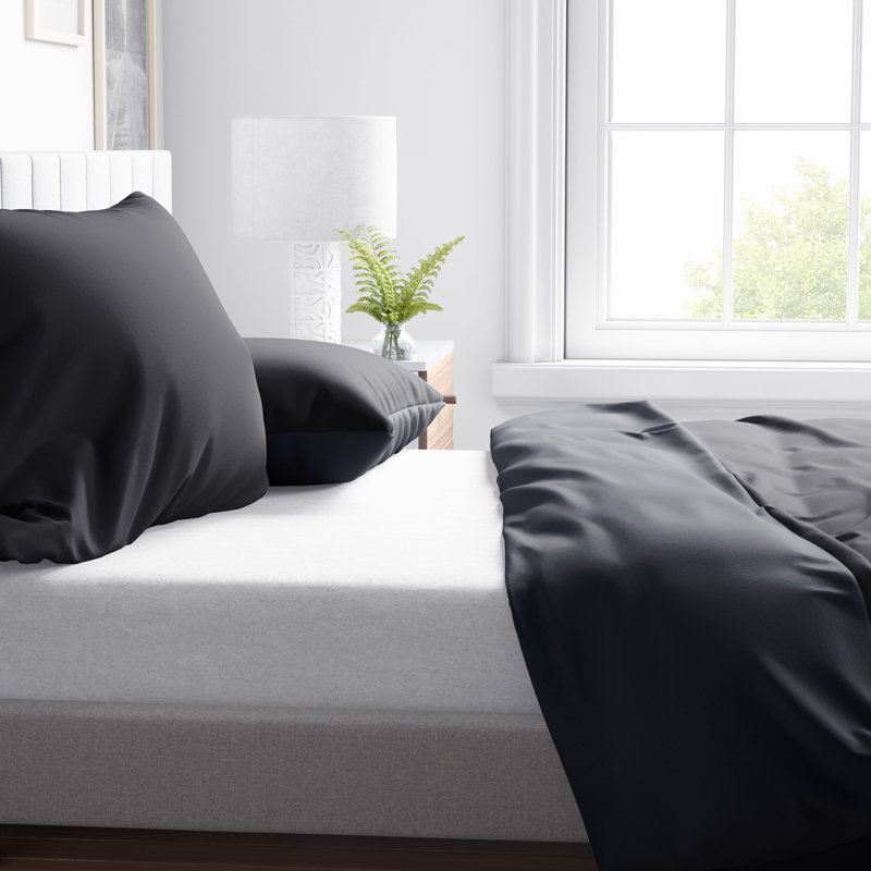 Raifa Cotton Flannel [EU ONLY] Duvet Cover Set Set, 155 x 220 cm - 1 Pillowcase (80 x 80 cm), Black