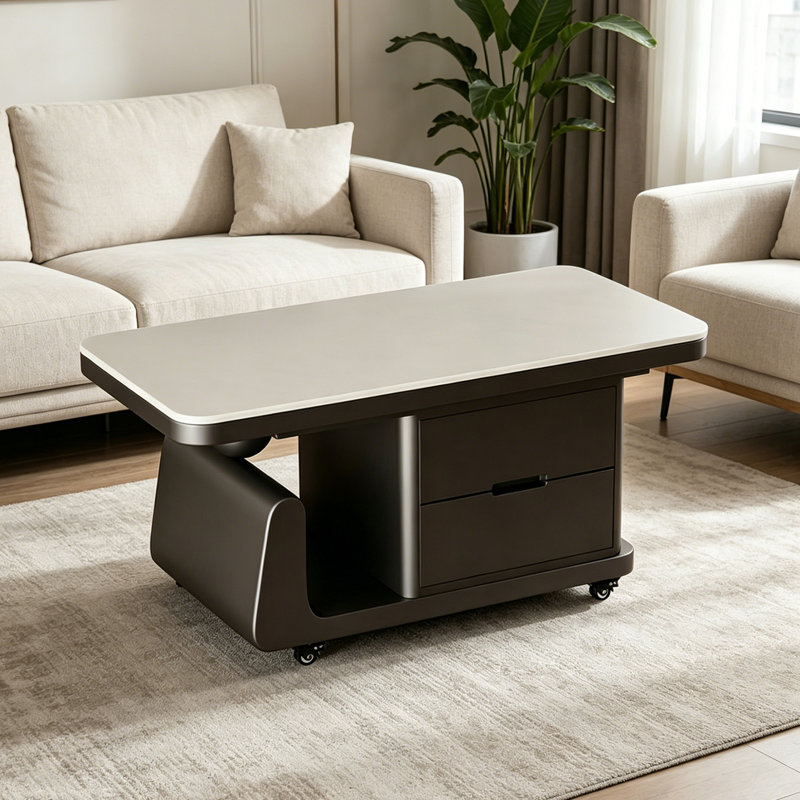 Table basse de luxe Italian Light, Blanc, Noir, H 19,68 po x L 39,37 po x l 19,68 po