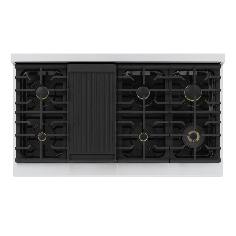 ZLINE Autograph 48 in. 6.7 cu. ft. Marino Dual Fuel Range in Satin Stainless Steel & Bronze Accents