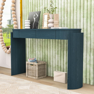 Console rétro en bois avec deux tiroirs dissimulés