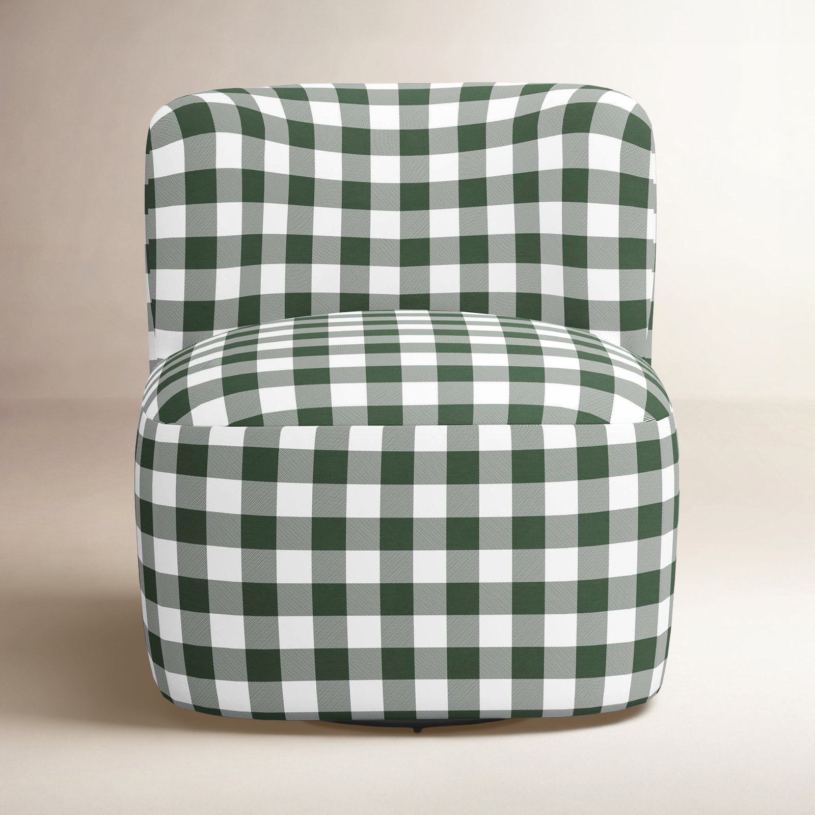 Mariza Swivel Slipper Chair, Classic Gingham Evergreen