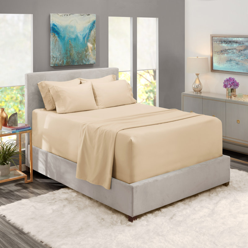 Microfiber Sheet Set, Cream, King Fitted Sheet