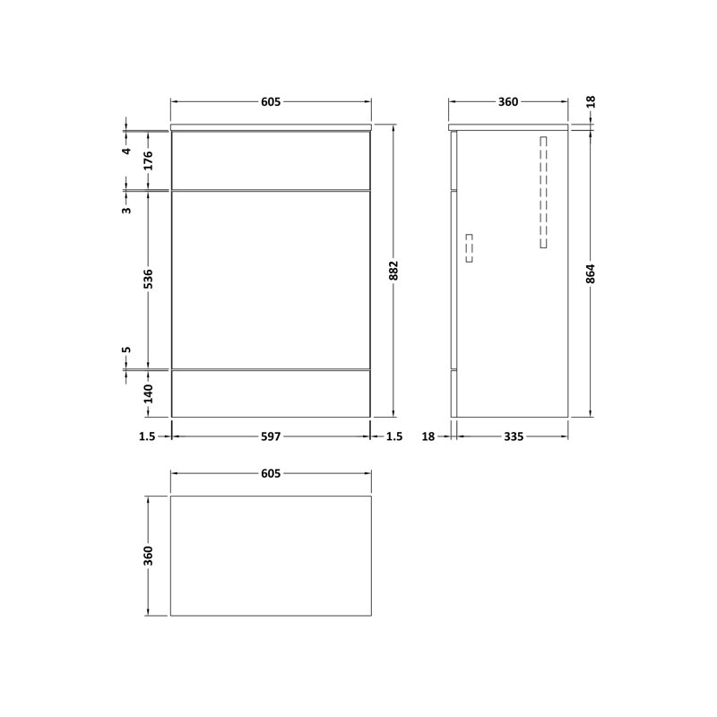 Maddalena Under Sink Cabinet, White, 60.5 cm W x 88.2 cm H x 36 cm 