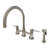 Kingston Brass Concord Two-Handle 4-Hole Deck Mount Bridge Kitchen Faucet with Brass Side Sprayer-25314184