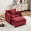 Fauteuil d'appoint moderne avec repose-pieds, revêtu de chenille rouge bourgogne, idéal pour la lecture au salon ou dans la chambre.