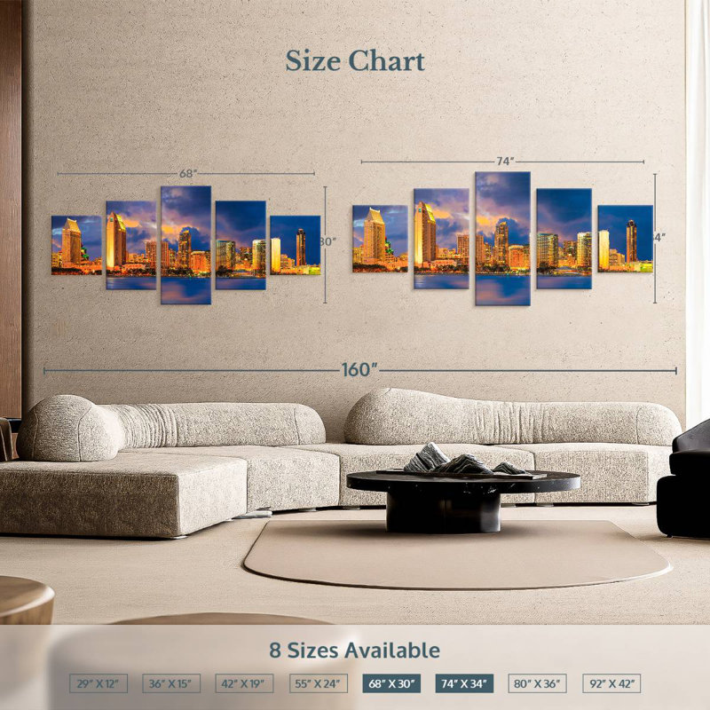 San Diego Skyline, 30" H x 68" W