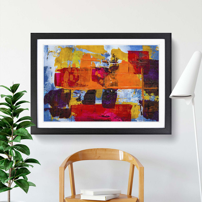 Abstract Art Painting Vol.125 by S.Johnson - Framed Print, 48cm H x 65cm W x 2cm D, Black Framed
