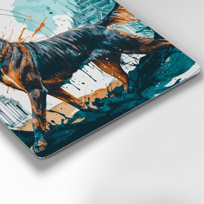 Chiens, art mural bleu en métal Ridgeback, H 8 po x l 8 po