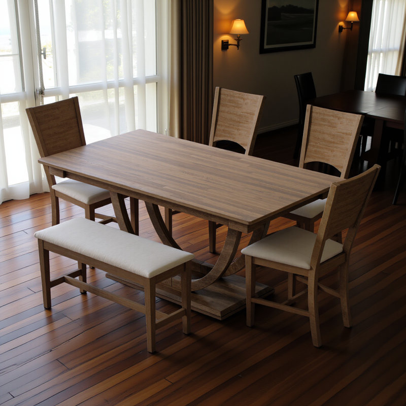 6-Piece Wood Half Round Dining Table Set Kitchen Table Set