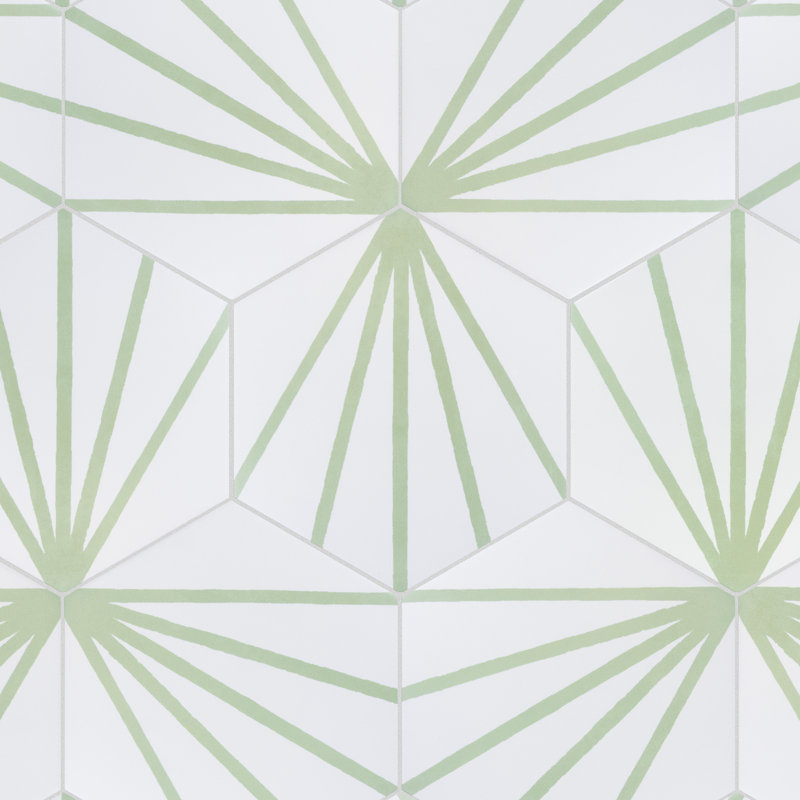 Horizon 7-3/4" x 9" Porcelain Wall & Floor Tile, White/Green