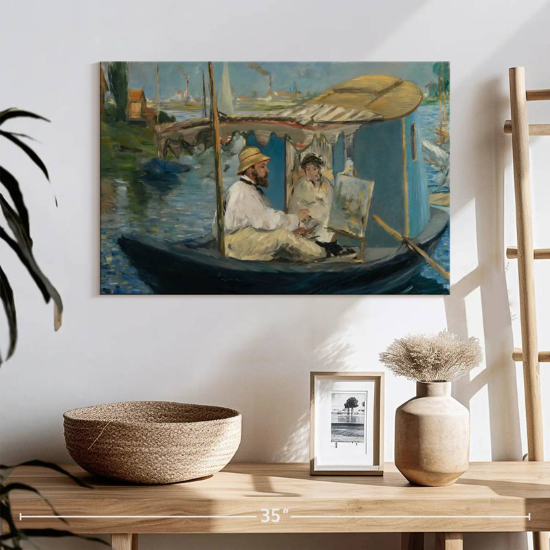 Leisha Claude Monet dans son bateau-atelier, H 16 po x l 24 po