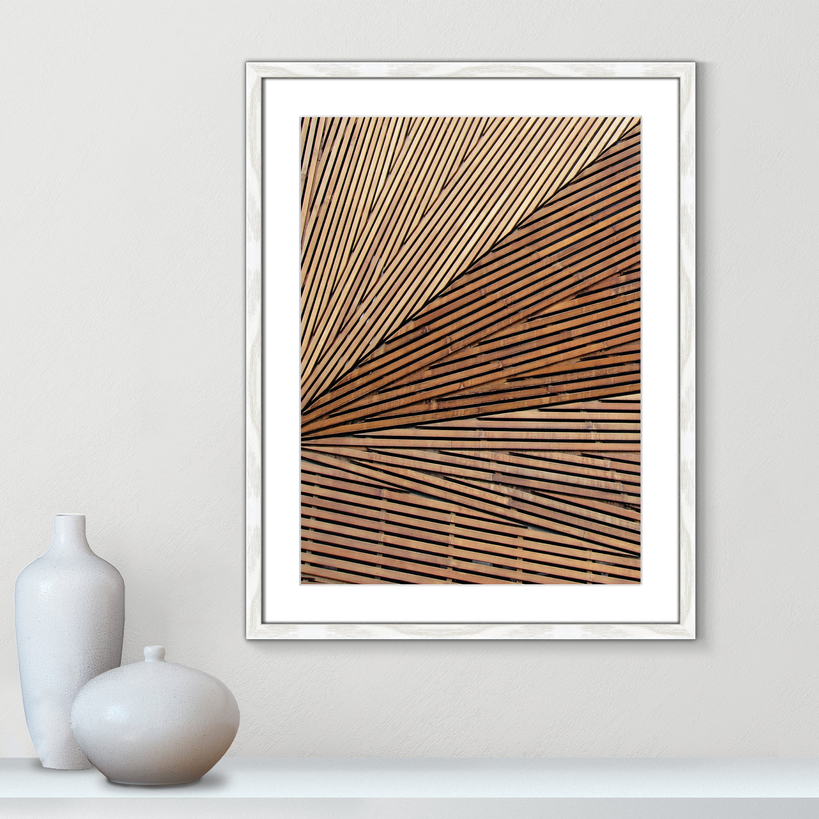 Fayette "Geometric Wood Panel 1" Print, 23" H x 17" W x 0.75" D, White Wood Grain