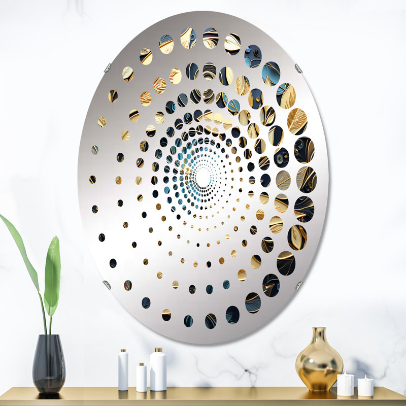 Miroir décoratif noir et doré à motif de feuilles en hiver II - MIR114773-Ovale, L 24 po x H 36 po