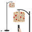 Lampe sur pied à arc avec abat-jour réglable Floral Red Orange Flowers Lampe sur pied crème 3 températures de couleur Lampe à mât haut avec interrupteur au pied pour la chambre à coucher