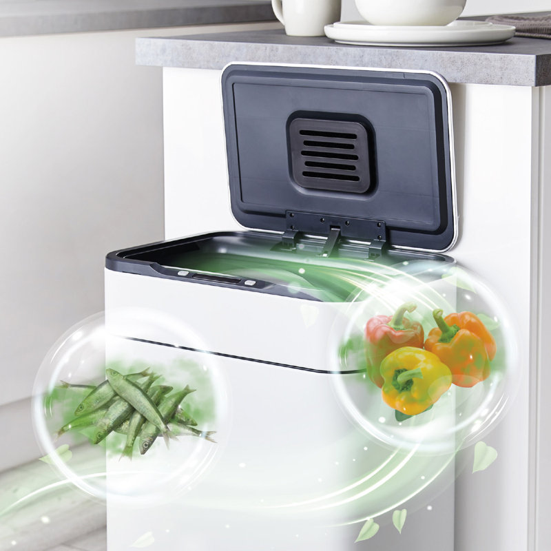 Tower Ozone Sensor Bin, Large 60L, Hands Free Opening, Carbon Filter, White