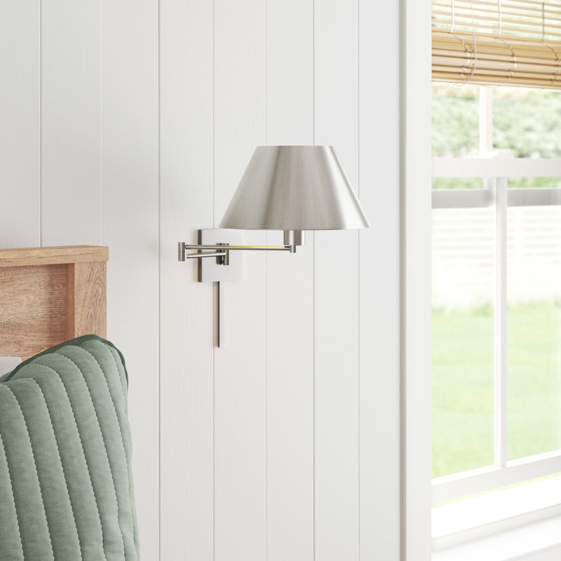 Lampe murale avec bras pivotant 1 lumière Brevan, Nickel brossé