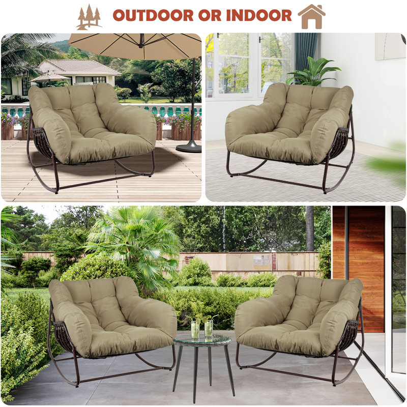 Chaise berçante d'extérieur en fer Luisang, Brun