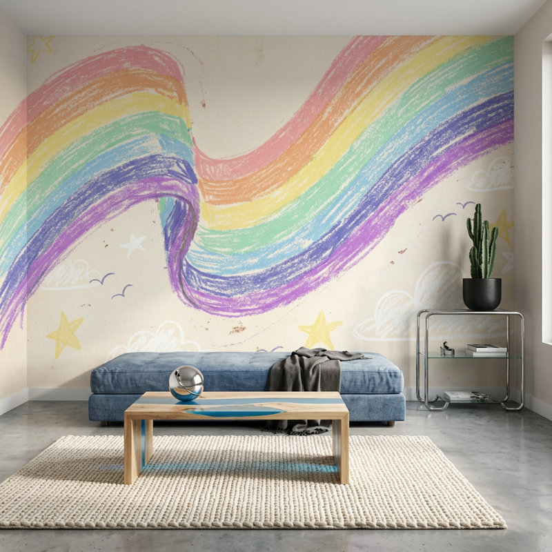 Papier peint arc-en-ciel à la main, Non tissé, 140 po x 108 po