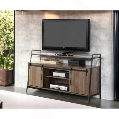 Rashawn Rustic Oak & Black Finish TV Stand