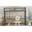 Lit mezzanine double en métal noir avec bureau et tablette-121069840