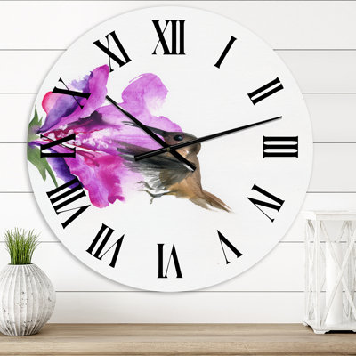 Fuchia VIntage Flower - Horloge murale traditionnelle