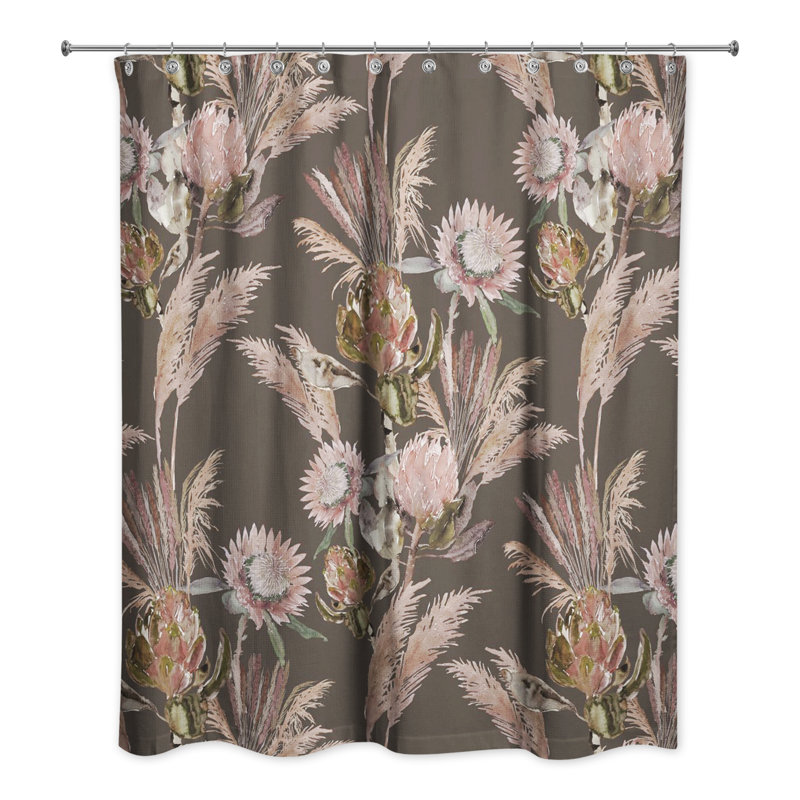 Rideau de douche simple en polyester Mizelle, Gris anthracite