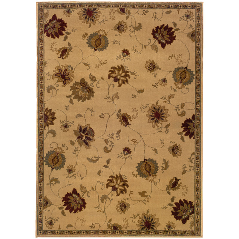 Tapis ivoire / vert Searsburg, Rectangle 9 pi 10 po x 12 pi 9 po