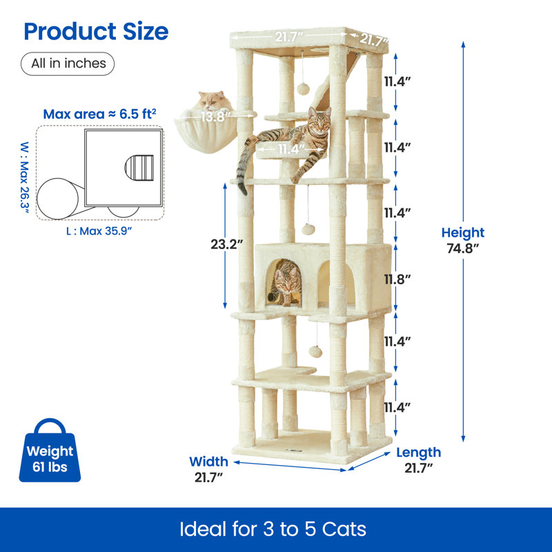 Grand arbre à chat 75 "Amariani, Beige
