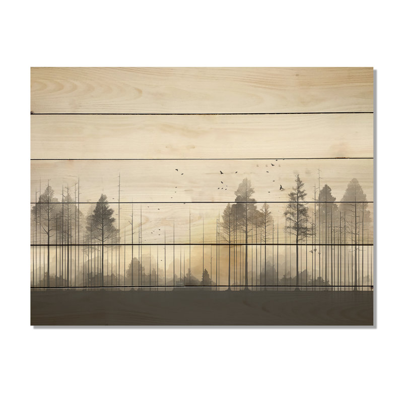 Minimalisme des forêts, fréquence I - art mural en bois minimalisme sur bois de pin naturel, H 30 po x l 40 po