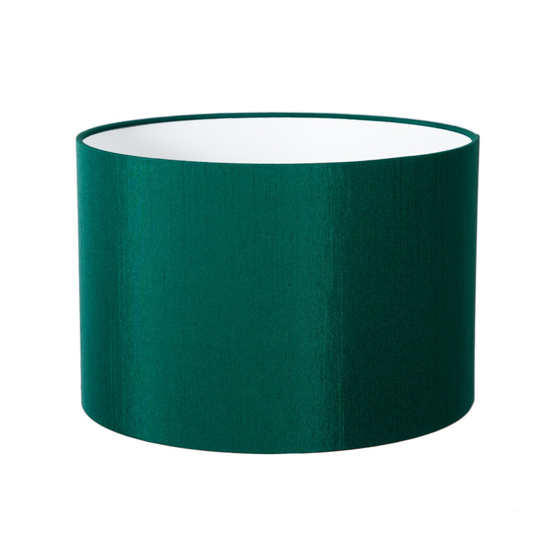 30cm H Silk Drum Lamp Shade ( Screw On ), Bottle Green