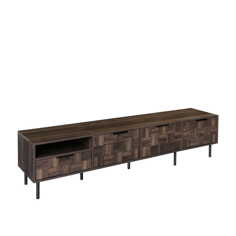 78.7" Modern Tv Stand For 85 Inch Tvs, Entertainment Storage Center In Living Room, 3 Soft - Closing Cabinet Doors, 1 Deep Drawer, Open Shelf, Walnut Color, Particleboard And , 220Lbs Total Weight
