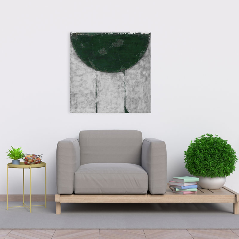 Abstract Green Half Circle Canvas - Modern Living Room Decor