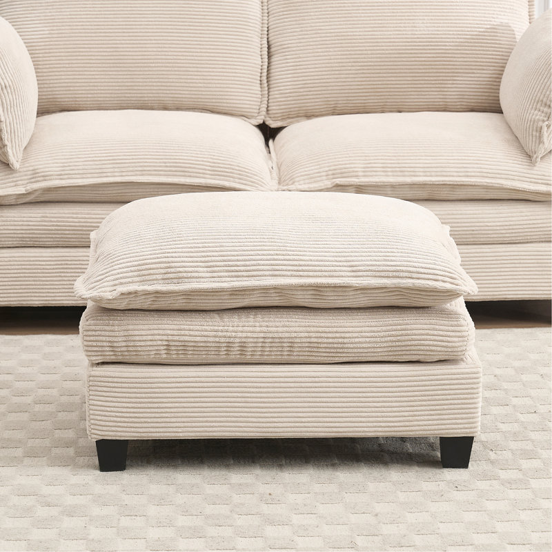 Comfortable Ottoman In Velvet（ONLY ONE OTTOMAN), Beige
