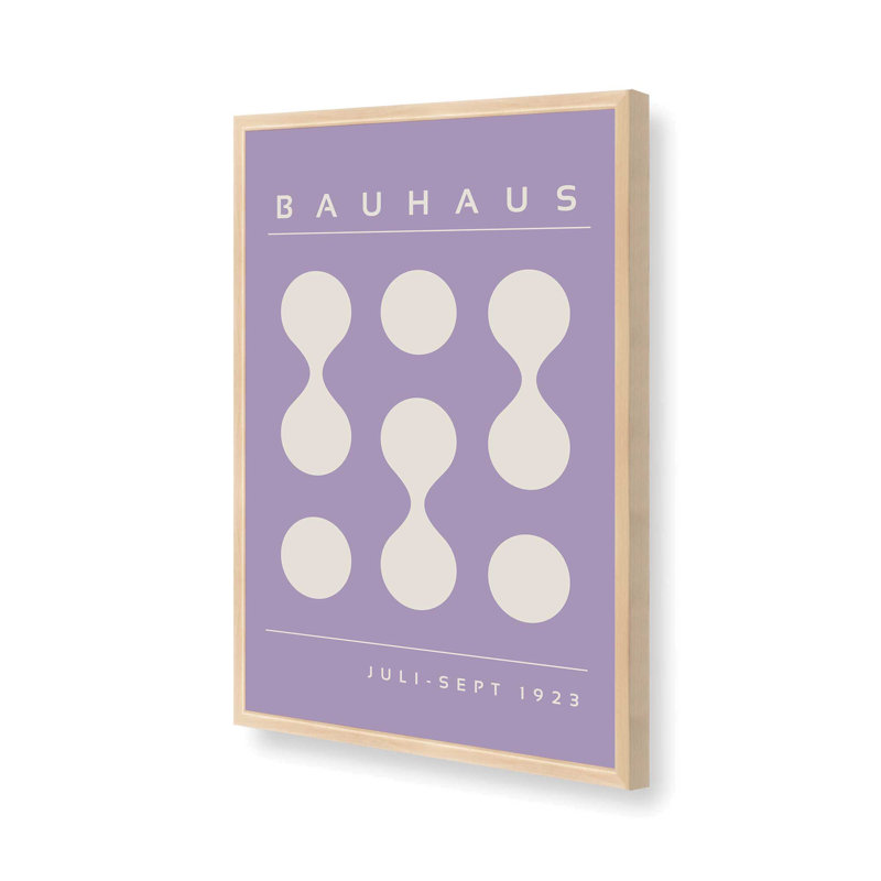 Mauve Bauhaus Flow II, H 25 po x l 19 po x P 1,25 po, Reproduction encadrée sans passe-partout, Érable brut