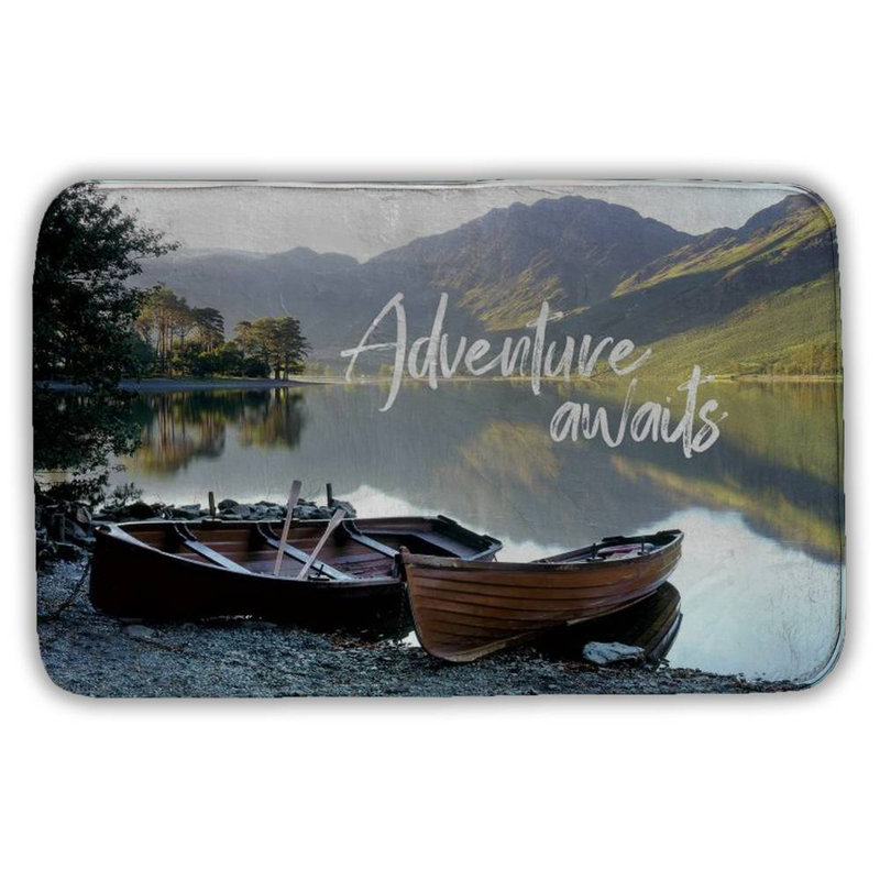 Adventure awaits Bath Mat with Non-Slip Backing - Quick Dry Memory Foam Bathroom Rug - Absorbent - Modern Plush Spa-Style - Machine Washable