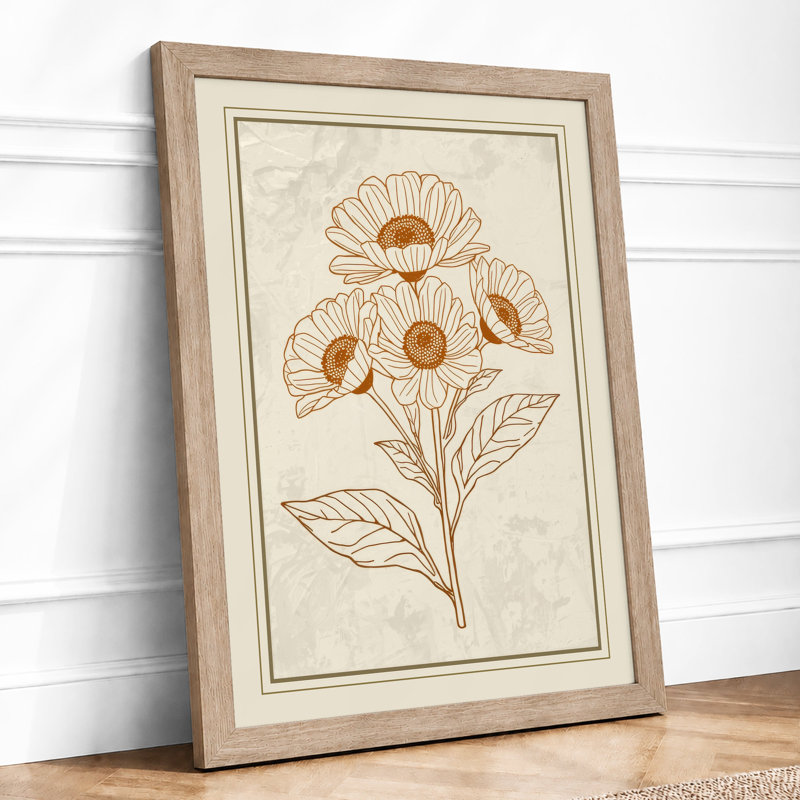 Study in Ochre Botanical - Framed Print, Oak, A4 - 29.7 x 21.0 cm