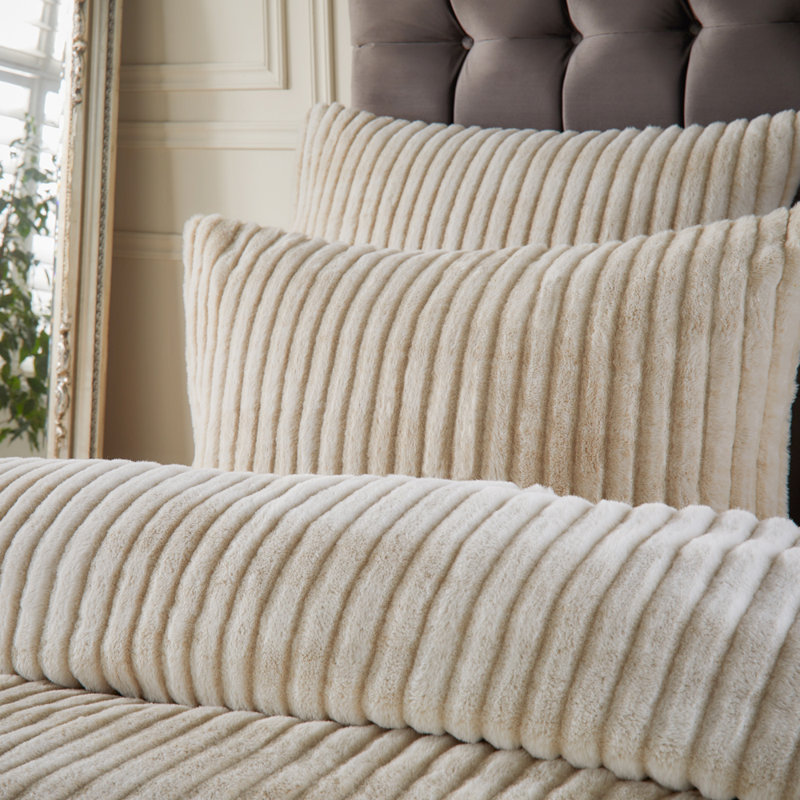 Alpine Polyester Striped Duvet Cover Set with Pillowcases Included, Double Duvet Cover + 2 Standard Pillowcases, Champagne