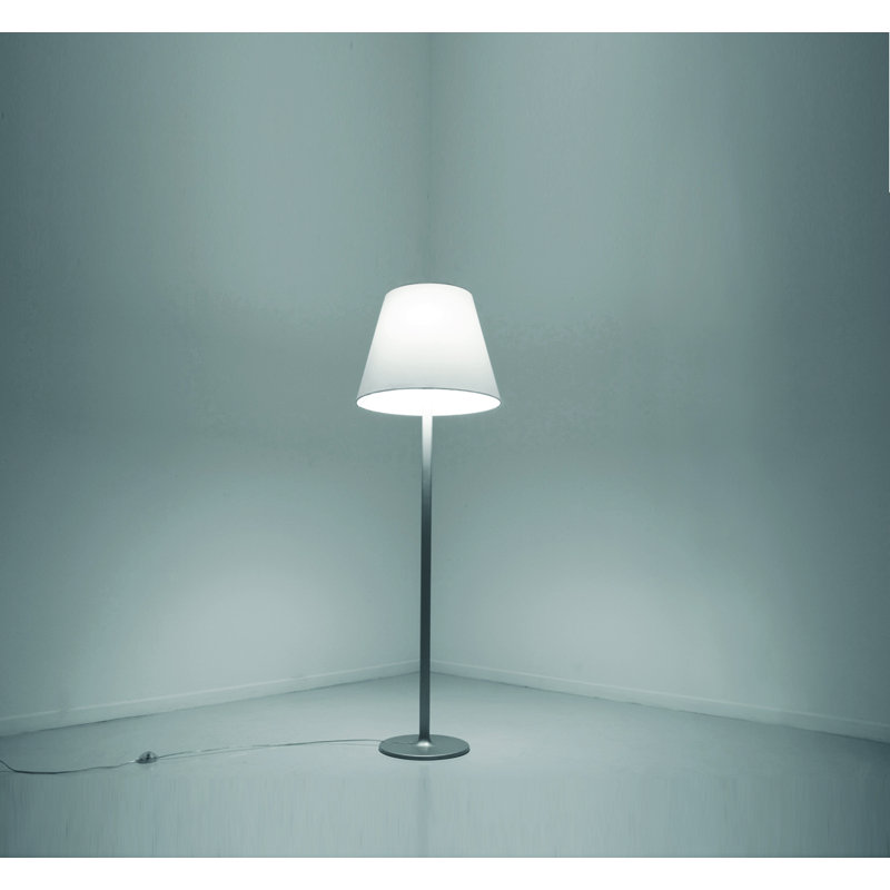 Adjustable Grey Satin Silk Floor Lamp with Aluminum Base