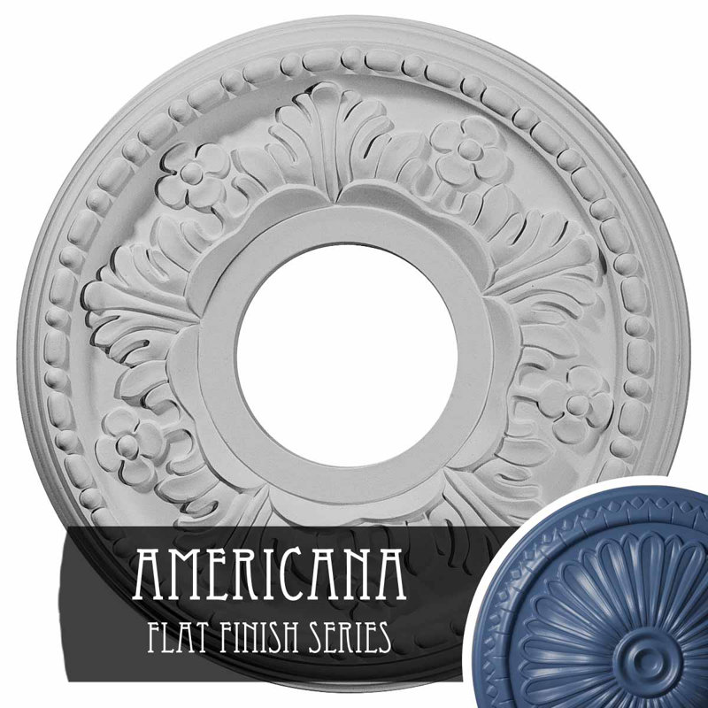 Endurathane Helene Ceiling Medallion, 11 7/8"OD x 3 5/8"ID x 7/8"P (Fits Canopies up to 5 1/4"), Hand-Painted Americana Finish