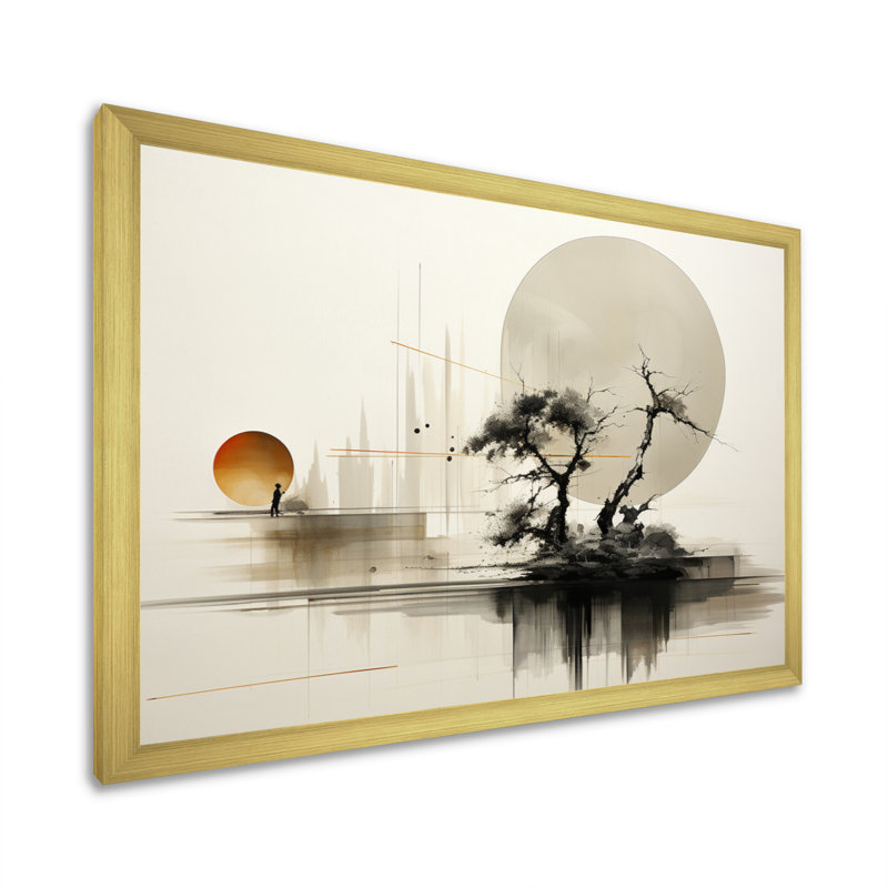 Art asiatique Sumie Zen I - art mural asiatique, H 12 po x l 20 po x P 1 po, Cadre doré simple